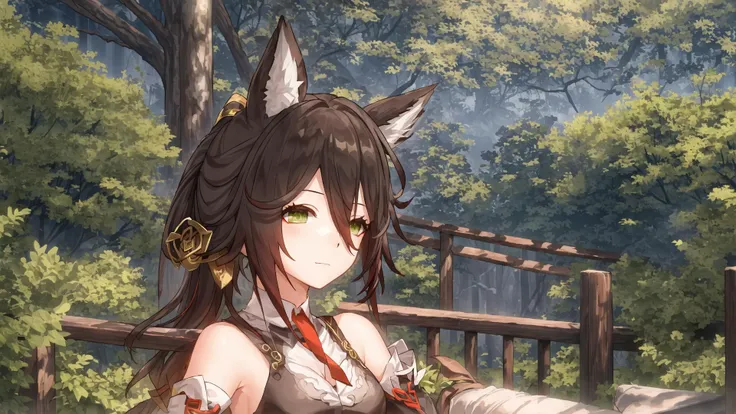 masterpiece,best quality,beast shadow,best ligth,game cg,
1girl,solo,Tingyun,Tingyunface,green eyes,upper body,standing,
outdoors,forest,warm sunrays, amber hues, serene atmosphere, railroad tracks stretching into the distance, vanishing point, aged wooden ties, rusted metal rails, gentle breeze, rhythmic clacking of a distant train, silhouettes of trees, tall grasses swaying, nostalgic ambiance, quiet contemplation, connection between past and present, timeless beauty,
<lora:Tingyun2.6:0.7>