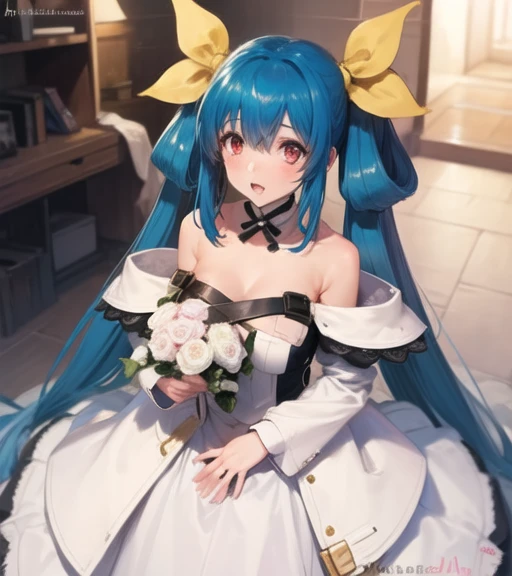 masterpiece, best quality, 1girl, DizzyMS ,wearing a wedding dress, <lora:DizzyMS:1>