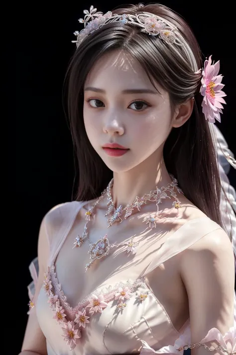 Full-body photo,night,spring,sakura, (8k, RAW photo, best quality, masterpiece:1.2),slim body, ((Slender legs:1.5)) ,(((arms up:1.1))),((full body:1.3)),((pink lace cape:1.18)),(((shawl:0.8))),(((Luxury decorative chains:1.19))),(diamond flower headdress:1.5),((((white princess connect! ) ))), 1girl, ,beautiful face, (realistic, photo-realistic:1.4),1girl,professional lighting, photon mapping, radiosity, physically-based rendering, pureerosface_v1,<lora:japaneseDollLikeness_v10:0.2>, <lora:shojovibe_v11:0.7>, <lora:koreanDollLikeness_v15:0.3>