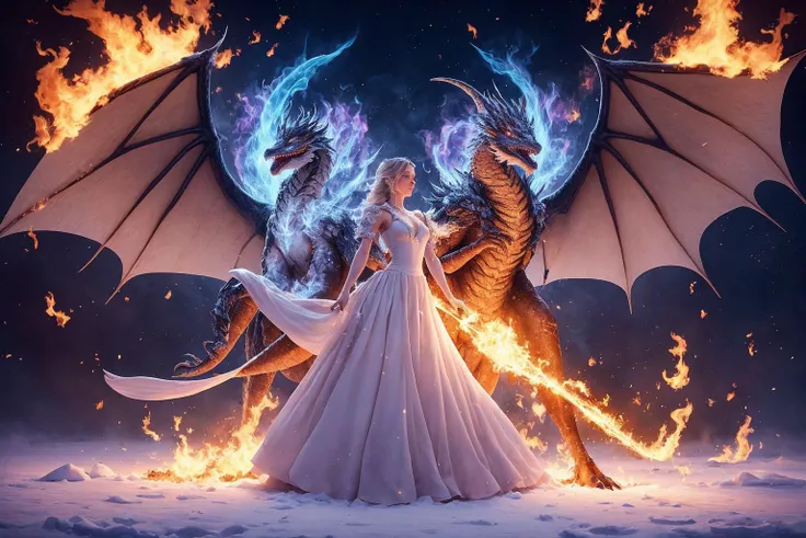 The ultimate showdown has begun! In a vast open plain, two magic wizards stood facing each other. One is a genius magic wizard who controls fire, dressed in a red robe, with a proud temperament, fiery eyes, and flames surrounding his body, emitting scorching energy. The other is a beautiful magic wizard who controls ice, dressed in a white gown, with a cold and stunning face, holding a magic wand, and a magic halo shining, with countless ice blocks flying up, her eyes full of determination and confidence.
The two began to release magic, and the flames and ice intertwined together. The magic light burst in the air, exploding into countless sparks and ice crystals. The flames swept in, burning the ground into a sea of fire, while the ice covered the entire plain, turning it into a white snowfield. Their magic intertwined, turning this plain into a magical world, gorgeous beyond words.
The fire wizard released fierce flames and rushed towards the beautiful wizard, while the beautiful wizard released sharp ice blades, colliding with the flames, making a huge explosion. The two fought fiercely, their figures quickly shuttling in the air, releasing gorgeous magic, creating a breathtakingly beautiful scene.
Finally, the beautiful wizard condensed a giant ice dragon, while the fire wizard summoned a flame phoenix. The two powerful magic creatures confronted each other, creating a dazzling light in the sky. In the end, the cold air condensed by the ice dragon froze the wings of the flame phoenix, and the fire wizard could no longer control the flames, ultimately being defeated by the beautiful wizard. The beautiful wizard emerged victorious, holding the magic wand, her body surrounded by magic light, like a magic goddess, the entire scene full of mystery and gorgeousness.
hdr, (photorealism, masterpiece quality, best quality),
