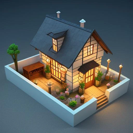 masterpiece,best quality,toon,3D,simple design, Pixar style,(house:1.5), sandbox ,Peach and Mint,(tree,:1.3) ,Florist, Arial view <lora:mScene_v10:0.8>,