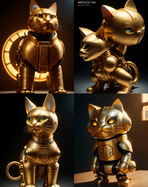 Lucky Cat in mechanical armor, complex details, 1.8 aperture, 8K HD, (study background), high saturation smooth, photography master Yousuf Karsh style, (front side light, sharpness: 1.2) fantasy art, photorealism, dynamic lighting, artstation, poster, volumetric lighting, award winning