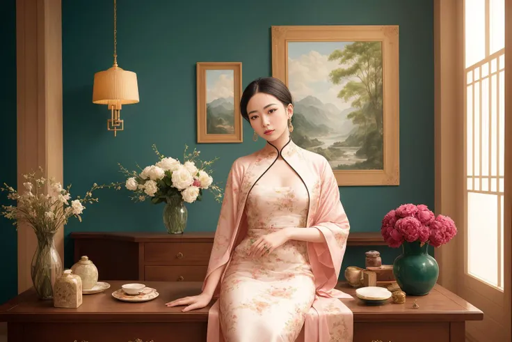 (white hanfu),1 girl,
redwood carved bed, mandarin ducks pattern, embroidered silk sheets, pink color, peonies, butterflies, brocade pillows, flower and bird patterns, luxurious brocade quilt, rich red color, gold-threaded phoenixes, cloud patterns, silk tassels, carved redwood wardrobe, plum, orchid, bamboo, chrysanthemum flowers, silk dresses, long gowns, skirts, jackets, cloaks, emerald green, peach pink, violet, redwood dressing table, mirror, metal border, pearls, gemstones, gold and silver earrings, jade bracelets, jadeite necklaces, hairpins, pearl-inlaid comb, powder boxes, rouge boxes, sachets, inkstone, brushes, ink sticks, paper, poetry collections, painting albums, peonies, hanging orchids, butterfly orchids, camellias, Chinese painting, landscape, embroidered tapestry, peaches of immortality, magpies, porcelain vases, lady portraits, jade ornaments, jade rabbits, jade Ruyi, palace lantern, flower and bird patterns, warm light.