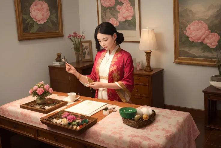 (white hanfu),1 girl,
redwood carved bed, mandarin ducks pattern, embroidered silk sheets, pink color, peonies, butterflies, brocade pillows, flower and bird patterns, luxurious brocade quilt, rich red color, gold-threaded phoenixes, cloud patterns, silk tassels, carved redwood wardrobe, plum, orchid, bamboo, chrysanthemum flowers, silk dresses, long gowns, skirts, jackets, cloaks, emerald green, peach pink, violet, redwood dressing table, mirror, metal border, pearls, gemstones, gold and silver earrings, jade bracelets, jadeite necklaces, hairpins, pearl-inlaid comb, powder boxes, rouge boxes, sachets, inkstone, brushes, ink sticks, paper, poetry collections, painting albums, peonies, hanging orchids, butterfly orchids, camellias, Chinese painting, landscape, embroidered tapestry, peaches of immortality, magpies, porcelain vases, lady portraits, jade ornaments, jade rabbits, jade Ruyi, palace lantern, flower and bird patterns, warm light.