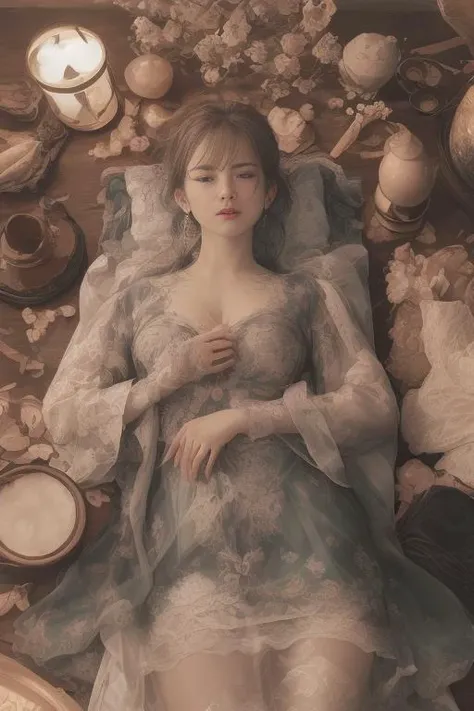 (white hanfu),1 girl,
redwood carved bed, mandarin ducks pattern, embroidered silk sheets, pink color, peonies, butterflies, brocade pillows, flower and bird patterns, luxurious brocade quilt, rich red color, gold-threaded phoenixes, cloud patterns, silk tassels, carved redwood wardrobe, plum, orchid, bamboo, chrysanthemum flowers, silk dresses, long gowns, skirts, jackets, cloaks, emerald green, peach pink, violet, redwood dressing table, mirror, metal border, pearls, gemstones, gold and silver earrings, jade bracelets, jadeite necklaces, hairpins, pearl-inlaid comb, powder boxes, rouge boxes, sachets, inkstone, brushes, ink sticks, paper, poetry collections, painting albums, peonies, hanging orchids, butterfly orchids, camellias, Chinese painting, landscape, embroidered tapestry, peaches of immortality, magpies, porcelain vases, lady portraits, jade ornaments, jade rabbits, jade Ruyi, palace lantern, flower and bird patterns, warm light.