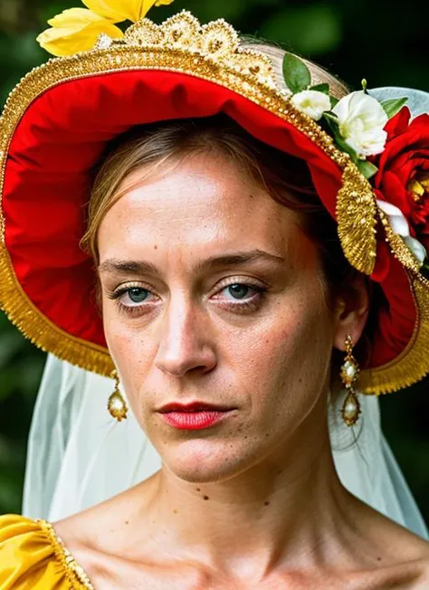 A stunning intricate color close up portrait of (sks woman:1) , wearing fancy dress, epic character composition, sharp focus, natural lighting, subsurface scattering, f2, 35mm, film grain, , by Gregory Crewdson, <lora:locon_chloesevigny_v1_from_v1_64_32:1>