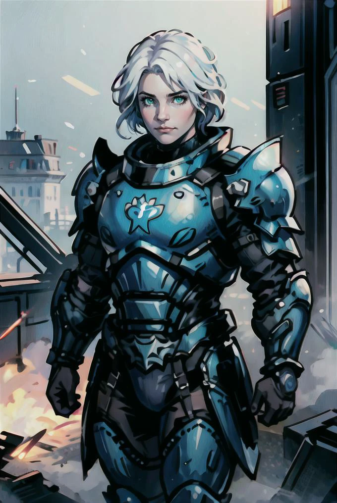 nsfw, (masterpiece, best quality, high quality, highres, ultra-detailed), photographic, 4k, cowboy shot,
1girl, ice green eyes, white hair, closed mouth, cinematic lighting, medium blue color armor, edgHalo_armor, power armor, wearing edgHalo_armor, no headwear,
<lora:hairdetailer:0.2>, Asian-Less-Toon, <lora:edgHaloArmors:1>, AS-Adult,