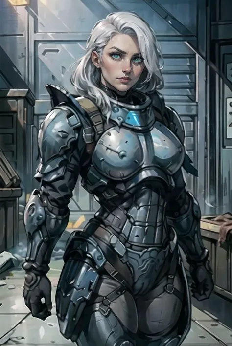 nsfw, (masterpiece, best quality, high quality, highres, ultra-detailed), photographic, 4k, cowboy shot, 
1girl, ice green eyes, white hair, closed mouth, cinematic lighting, medium blue color armor, edgHalo_armor, power armor, wearing edgHalo_armor, no headwear, 
<lora:hairdetailer:0.2>, Asian-Less-Toon, <lora:edgHaloArmors:1>, AS-Adult,