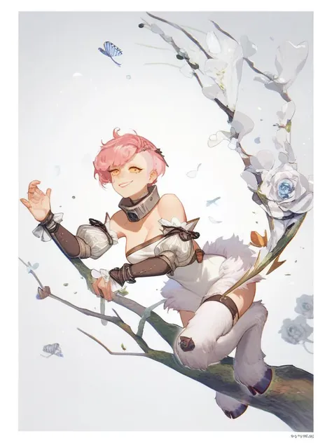 monstergirl, Satyr girl, pink hair, pixie cut hair, azur lane
score_8_up <lora:Azura Lane Anniversary Art Collection B:1>