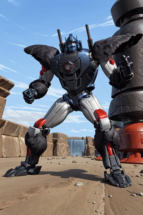 masterpiece, best quality, robot,outdoor,
<lora:primalV1:0.7>, primal, Short leg, black fur, long arms,
fighting, punching,