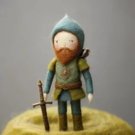 felted doll, 1 boy,armor, beard