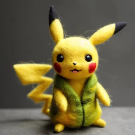 felted doll, Pikachu,pokemon,lighting