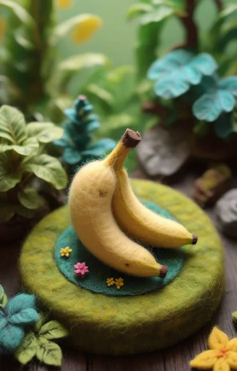 3d Retro Game (isometric felted tiny and cute kawaii banana:1.4) <lora:Felted Doll_v1.0:1.2>, tiny jungle, 8-bit Color Palette, Pixel Texture, Pixel Art Style, Isometric Perspective, highly detailed, two tone lighting, vibrant colors, 100mm lens, 3d blender render