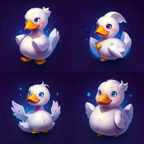 icon of cute little white duck, blue glow, purple background <lora:sxz-icons-v5:0.75>