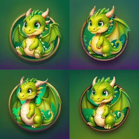 icon of cute green dragon, round border, gradient background, <lora:sxz-2dicons-v2-sdxl:0.8>