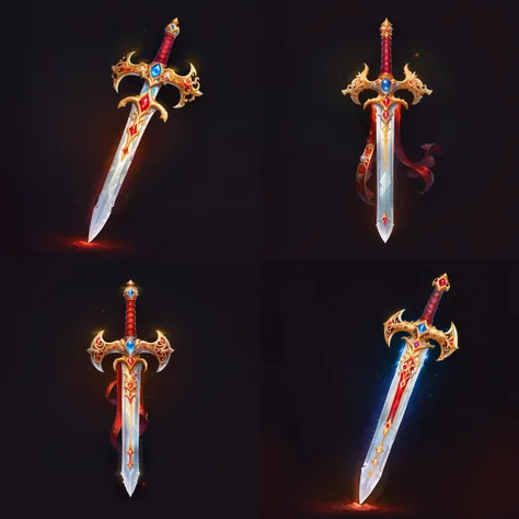 icon of ornate golden sword with red handle nad gems, simple dark background, <lora:sxz-2dicons-v2-sdxl:0.8>