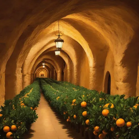 Underground Riverside . Historic California citrus culture recast below ground, fragrant orange groves and Baroque missions carved from sandstone cliffs