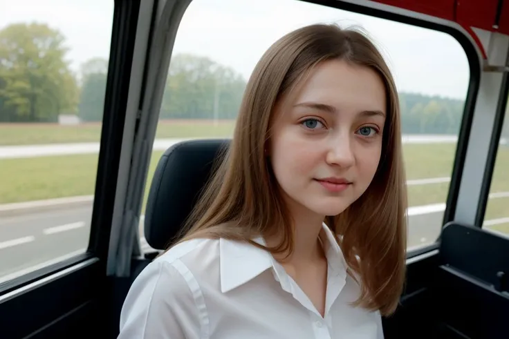 <lora:anna_vlasova_obj20:0.3>, full_body, standing, driving a school bus, (anna_vlasova: 1.3), perfect face, (contact iris: 1.1), pale skin, skin pores , depth of field