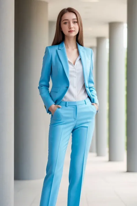 (8k, Best Quality, Masterpiece, Realistic, Photorealistic, Ultra Detailed:1.3), (1girl, pretty Japanese), (suit jacket, skinny pantsuit:1.3), Smile, (huge breasts, cleavage, perfect body), (naked, topless:1.3), (crowd), bangs, navel, (full body, beautiful legs, high heels), necklace, wristwatch, bag,