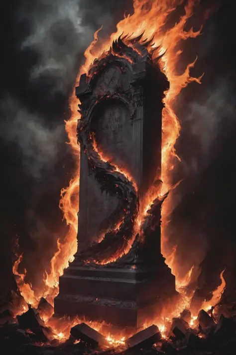 letitbrn,<lora:- SDXL - letitbrn_let_it_burn_V1.0>,
In a mysterious hellish scene interwoven with chaos and darkness,there stands an immense gravestone cast from reinforced concrete. This is no ordinary monument; it is enshrouded by fiery flames emanating from the abyss,with scorching flames furiously licking and dancing across its surface,as if the infernal fires were purging all wickedness and sorrow. The hard,cold material of the gravestone's surface,under the blaze,takes on an eerie crimson glow that seems to flow like molten lava or be bathed in the bloody light of a crescent moon,
The entire tableau resembles a visually mystical drama,brimming with fantastical elements and stark contrasts,evoking both chills and a deep fascination. It captures the viewer's gaze,making it impossible to look away,drawing them into the mesmerizing magic duel unfolding in the very depths of hell,