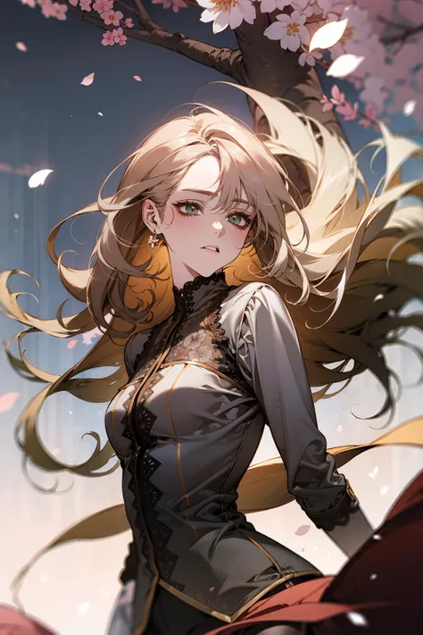 (masterpiece),(extremely detailed CG unity 8k wallpaper),best quality, cinematic lighting,detailed background,beautiful detailed eyes,bright pupils, (an extremely delicate and beautiful),(Beautiful and detailed eye description), ultra-detailed, 1girl, long hair blown by wind, green eyes, white stocking, lace, look at viewer, luxurious, elegant, extremely detailed, majestic, blurry, blurry background, tree, branch, cherry blossoms, butterfly, flower petals blown by wind <lora:classic_pen:1>
