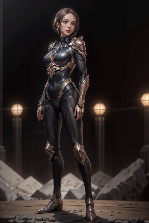 highres,absurdres,masterpiece,best quality,original,extremely detailed CG,extremely detailed wallpaper,perfect lighting,jitome,lips,makeup,standing on the stage,blurry background,1girl,
<lora:MECHA+PAseerSciFiRobotic_1:0.7>,armor,bodysuit,