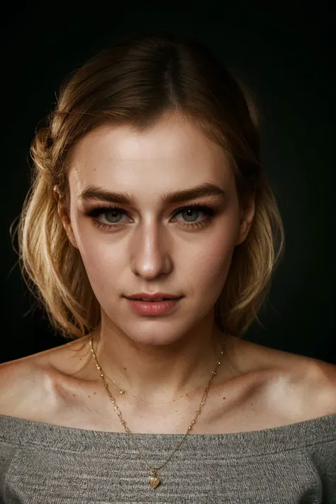 <lora:MinxxMarii_v1.0:1> MinxxMarii
(female on a dark theme:1.2),Beauty photo, facing viewer, 
with (
Pastel pink off-the-shoulder crop top   High-waisted white linen pants  Brown sandals   Gold bar necklace
:1.2)
(messy half updo:1.1) hairstyle,  (head tilt,:1.2)
detailed hair strand, ear, detailed upper torso, detailed eyes, detailed pupils, detailed iris, detailed nose, detailed lips, ears, detailed sideburns, eye reflection, ray tracing, path tracing, reflection,
in style of
Richard Avedon  Portrait        Large-format camera, high-quality lenses        Simple backgrounds,
<lora:epiC35mm:1>  epiCPhoto,  (plunging neckline:-1) sparse dark background, foggy