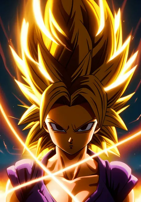 (Photo:1.3), highdetail, <lora:Caulifla:0.8>, Caulifla, 1girl, solo, super saiyan, blonde hair, aura, thunder, (acclaimed, alluring, captivating, exciting, gorgeous, striking:1.3), (trending on artstation:1.3)