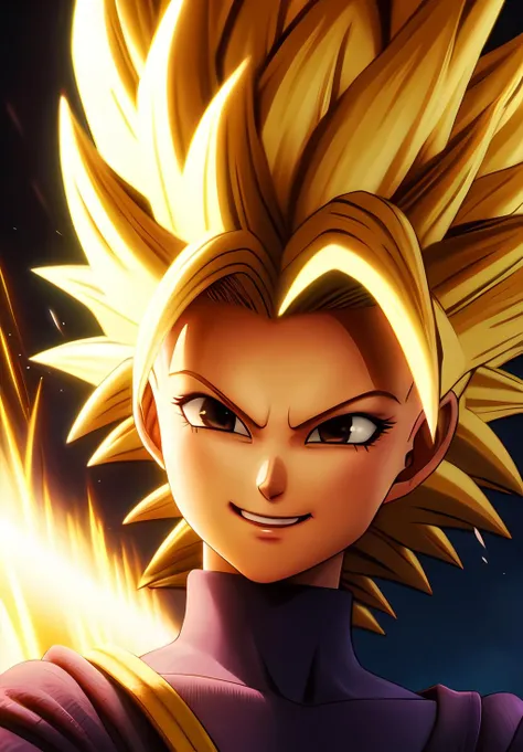 (Photo:1.3), highdetail, <lora:Caulifla:0.8>, Caulifla, 1girl, solo, super saiyan, blonde hair, aura, thunder, sardonic smile, (acclaimed, alluring, captivating, exciting, gorgeous, striking:1.3), (trending on artstation:1.3)
