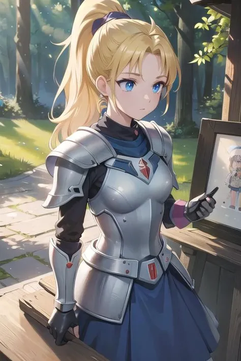masterpiece, best quality,ultra detail,4k <lora:GoodHands-vanilla:0.6>girl,close up,krile ff5, <lora:krile ff5:0.7>forest,blue eyes,blonde ponytail,
armor,lance,helmet