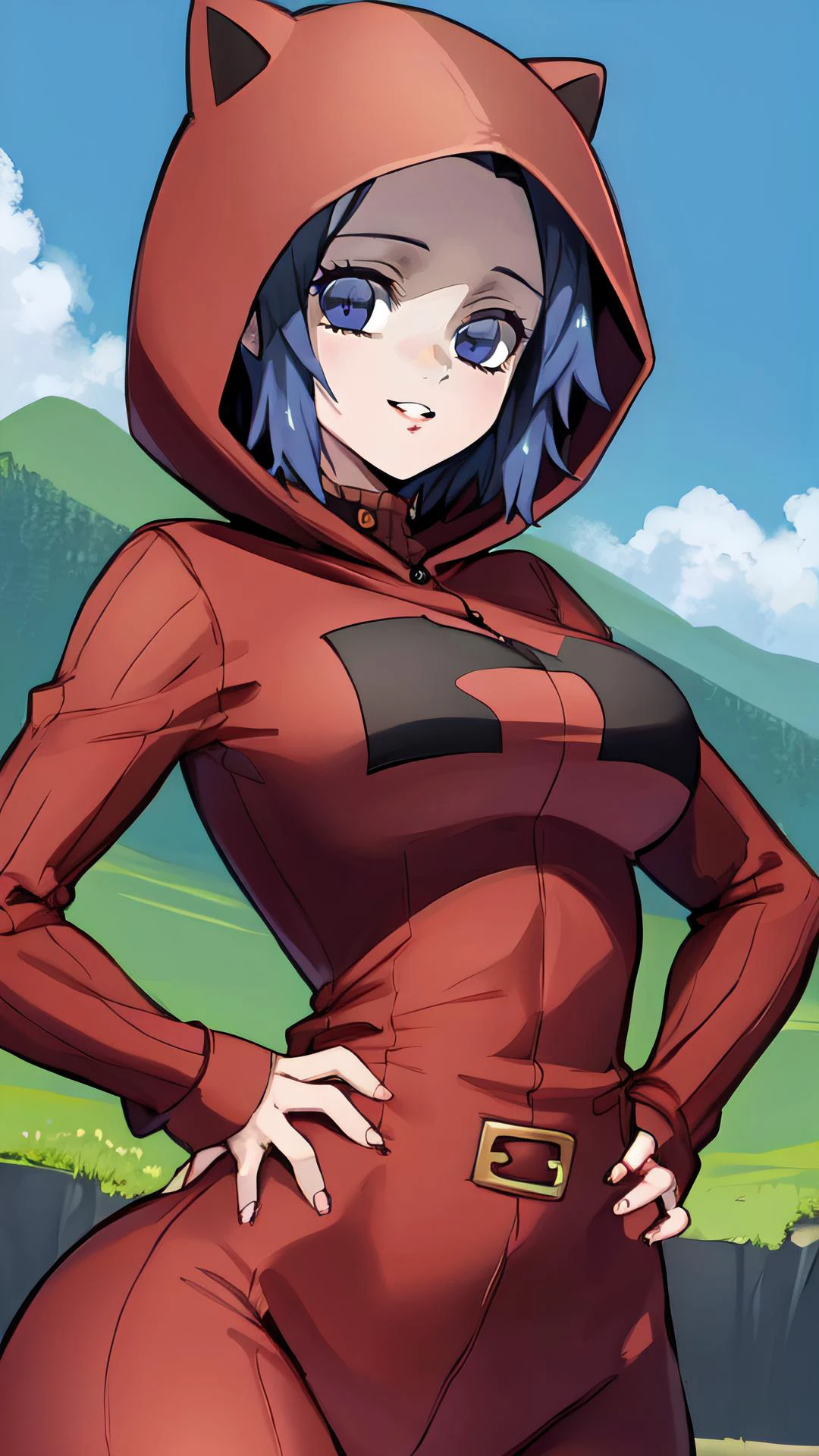 2d, masterpiece, best quality, anime, intricate iris, anime style, shiny skin,
(standing, hands on hip),
(looking at viewer, (seductive smile, in heat), upper body, face focus,),
beautiful lips, full lips,
(caves, trail, cliff),
(),
(medium breasts:1.2, wide hips, narrow waist, ) ,
<lora:ShinobuDBA:1> ,ShinobuDB, <lora:Indonesian High School Uniform:0.6> , wearing indonesian high school uniform, indohighschool uniform, white shirt, blue necktie,