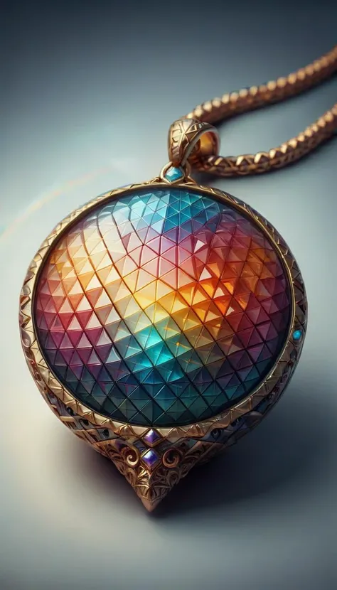 <lora:Colorful_Triangles_SDXL:0.8> mad-triangles , macro photo, sparkling magical fantasy magical necklace, made out of transparent multicolored glass gemstones, light shines through
magical artifact, very detailed, amazing quality, intricate, cinematic light, highly detail, beautiful, surreal, dramatic, warm colors,