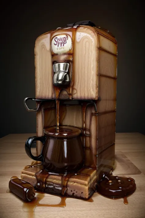 masterpiece, absurdres, extremely detailed, <lora:Madeofwaterai:0.6>, madeofwaterai, purple water, coffee machine, day, volumetric lighting,
