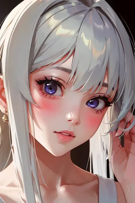  anime girl yo in pink wet clothes, Realistic Shadows, Detailed skin, Very small breasts, white hair, Hair Ribbon,  highly detailed face, Perfect face shape, Perfect lips, Perfect nose, Correct beautiful eyes, Watching Viewer, sexually aroused , Best Quality, Single Girl, No bra, No panties, Solo