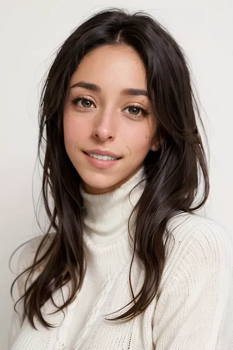 (masterpiece, best quality:1.1), 1girl, OonaChaplinTI woman, ( face closeup:1.1), white turtleneck sweater, looking at viewer, living room background <lora:OonaChaplinTI:0.8>