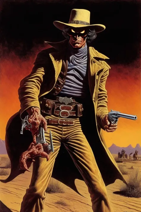 <lora:Richard Hescox Style:1>Richard Hescox Style - demonic gun fighter old west Brian bolland