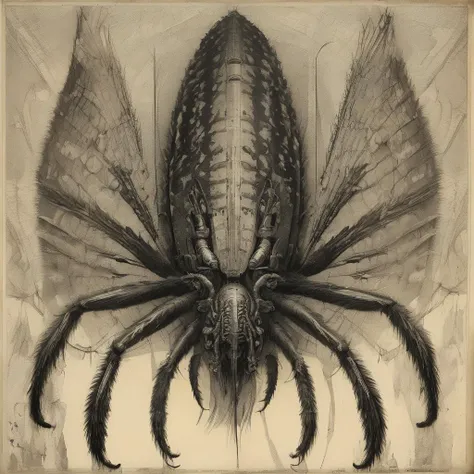 Small Aquatic Unearthly Nostalgic Arachnid, Multipedal Single-Armed, Feathered Appendages, Curved-Tailed, Bark-like Skin, Furry Ears, Demonic Wings, Serrated Jaw Grid Pattern Art Brut, Decopunk, Burnished, God Rays / Crepuscular Rays, RE Engine, Minimalist, Photogravure, Art Deco, , , Unparalleled Masterwork, 4K, Unique,