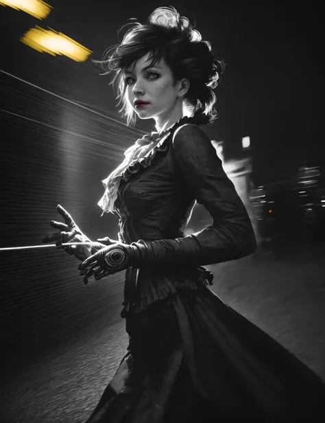 woman, Realism, Decopunk, Vibrant, Light Attenuation, Unity engine, Noir, Photo Retouching, Abstract Expressionism,  Perfect Work of Art, 4K, Unconventional, Dynamic Range, f/2.8, Shutter Speed 1/8 sec, ISO3200, White Balance Auto, Exposure Compensation  "-1.0 EV", Aperture Priority Shooting Mode, Leading Lines, focus Mode Manual, Center-weighted Metering