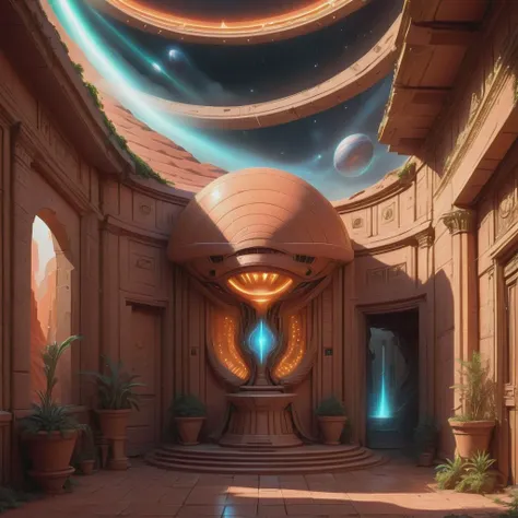Holographic Extraterrestrial Art Center, Terracotta, Starlight, Wall Washers (Exterior) Neoclassicism, , Alluring, Anti-Aliasing, CryEngine, Urban, Ink Drawing, Line Art, Paper Animation, God Rays, Fuzzy Background, UHD, Revolutionary,