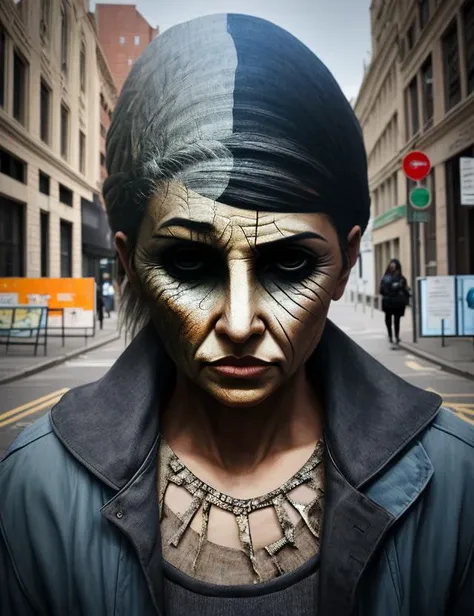 woman, clothed, Social Sculpture  Essential Subsurface Reflections Unity engine Street Art Multiple Exposure Photography Prehistoric Art