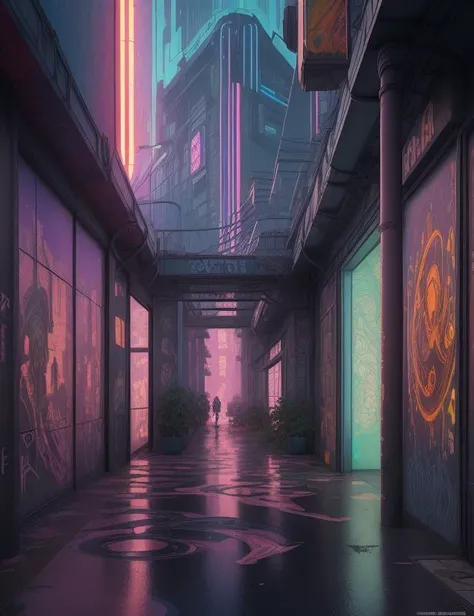 scenery, Art Nouveau, cyberpunk, Homey, Parallax Mapping, Decima Engine, Graffiti, Color Grading, Impressionism Art