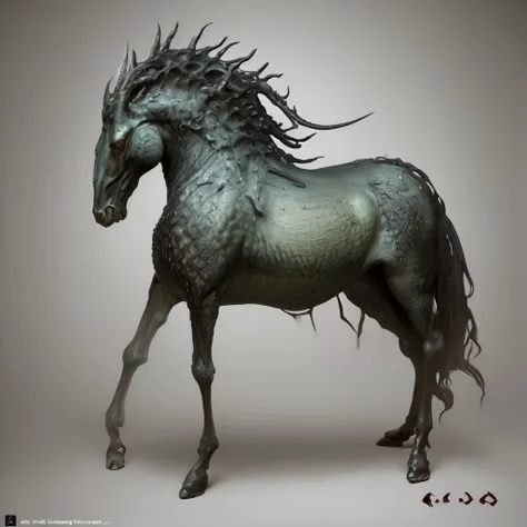 Small Aquatic Amorphous Polished Equine, Scaled Appendages, Bifurcated-Tailed Prehensile-Tailed, Slimy Skin, Tufted Ears, Pointed Horns Constructive Realism, Cyber-occultism, Subdued, Anisotropic Specular, REDengine engine, Surrealist, Long Exposure Photography, Isometric, , , Absolute Sharpness, 2K, Unorthodox,