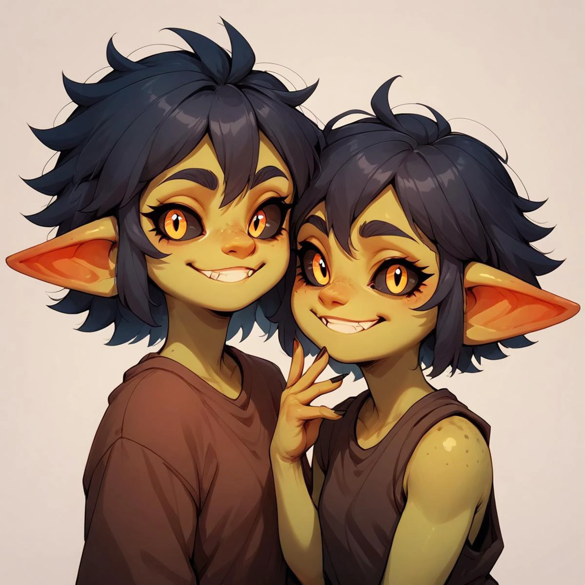 score_9, score_8_up, score_7_up, score_6_up, score_5_up, Gaby, 2girls, smile, ezmode, hand up <lora:Gaby_the_goblin_0.4-000034:0.7> <lora:ezmodev1:0.5>