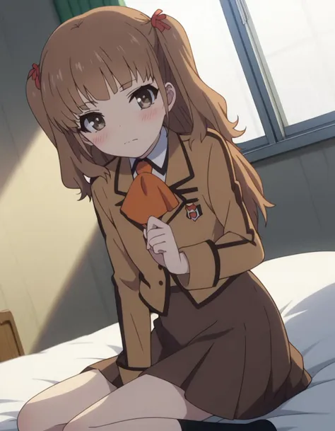 score_9, score_8_up, score_7_up, source_anime,
sayuhisanuma, <lora:sayu-hisanuma-s1-ponyxl-lora-nochekaiser:1>,
sayu hisanuma, long hair, brown hair, brown eyes, two side up,
skirt, school uniform, socks, blazer, neckerchief, long sleeves, brown skirt, brown blazer,
indoors, bed, bed room, on side, blush, drunk,
looking at viewer, cowboy shot, dutch angle, solo,