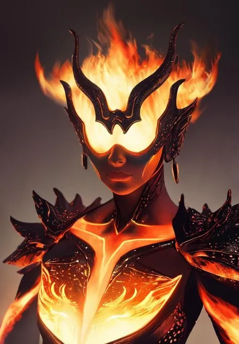 1girl, sfw, <lora:flame_atronach:0.8>, flame_atronach, 1girl, solo, portrait,, narrow-hipped body, (masterpiece, best quality, absurdres, detailed, ultra-detailed:1.3), alluring, (trending on CGSociety, trending on pixiv, contest winner:1.3)