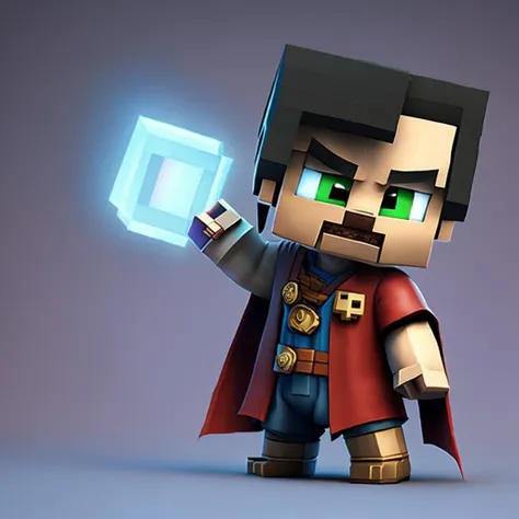 steve of minecraft dressed of dr strange, (minecraft style), cbzbb, detailed, fantasy, dreamlike, surrealism, super cute, trending on artstation, 4k, 8k