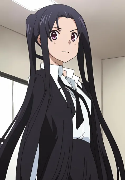 <lora:Kuroumaru_Tokisaka:0.8>, (masterpiece, best quality,perfect lighting), Kuroumaru_Tokisaka, 1girl, solo, black suit,