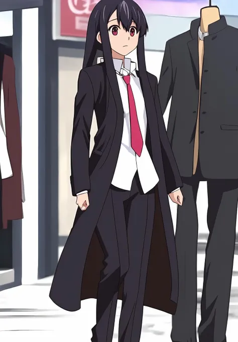 <lora:Kuroumaru_Tokisaka:0.8>, (masterpiece, best quality,perfect lighting), Kuroumaru_Tokisaka, 1girl, solo, white shirt, necktie, pants, coat, open coat, black coat, long coat