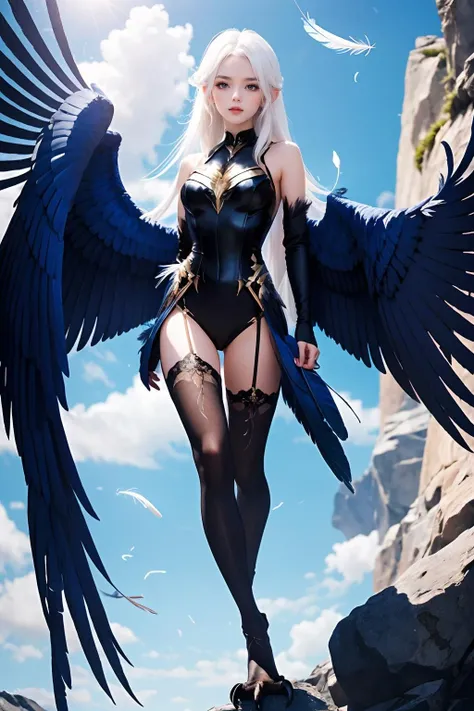 masterpiece, best quality, fischl \(genshin impact\), (large crow,crow, bird,:1)1 girl, smile, (big breasts and exposed breasts),eyepatch, two side up, blonde hair, long hair, hair ornament, hair over one eye, green eyes, ribbon, bow, bowtie, bare shoulders, gloves, black pantyhose, qarter straps, fishnet bodysuit, zoom in breasts