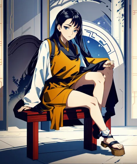 8k, masterpiece, solo, closeup, 1girl, fully clothed, beautiful, curvy, figure four sitting, wearing Kameez and bobby socks and clog sandals, Beijing, China <lora:Azling4:1.0>
